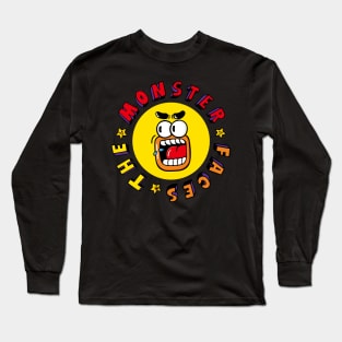 Funny Yellow Monster Face With Wide Eyes Long Sleeve T-Shirt